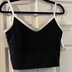 Gilly Hicks Black Crop Sports Brami with White Trim